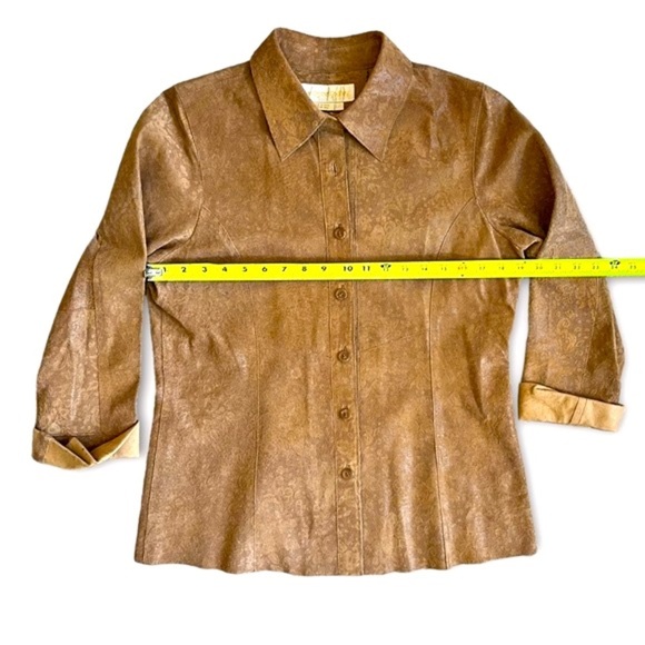 Margaret Godfrey Vintage 3/4 Sleeve Button Up Shirt 100% Leather//Large - Picture 7 of 12